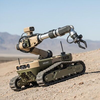 Lightweight Explosive Ordnance Disposal Robot with 7-Degree-of-Freedom Robotic Arm and 45° Slope Climbing Capability
